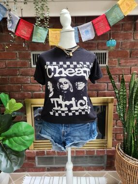 Cheap Trick Double Sided Tour Band Tee Black Graphic T-Shirt Size S